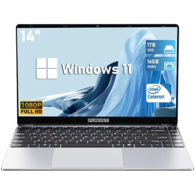 FUNYET Ordenador Portatil, N5095 (hasta 2,9 GHz), 8GB RAM 256GB SSD Windows 11 Pro 14.1" IPS FHD 1920 * 1080 PC Portatil,