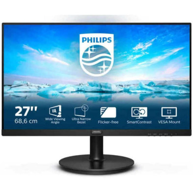 Philips Monitors - Monitor 243V7QDSB/00- 24", FHD, 75Hz, IPS, Flicker Free, (1920x1080, 250cd/m² VESA, DSUB, HDMI), Color Negro