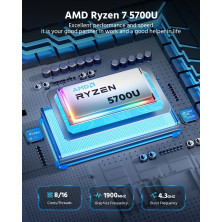 NiPoGi AM02PRO Mini PC, AMD Ryzen 7 5700U(hasta 4.3GHz, 8C/16T), 16GB RAM 512GB NVMe SSD Mini Ordenador de Sobremesa para