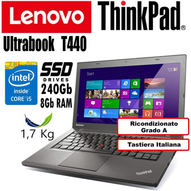 Lenovo 14" ThinkPad T450s Ultrabook,HDF+ (1600x900) Core i5-5300U 8 GB 128 GB SSD WebCam WiFi Bluetooth USB 3.0 Windows 10 Pro