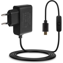 Aukru Micro USB 5 V 3000 mA con interruptor de alimentación para Raspberry Pi 2/3 Model B, B+(Plus), Banana pi - Negro