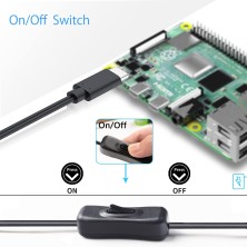 Miuzei Raspberry Pi 4 y 5 3 Fuente de alimentación 5V 4,1 A 20,5W USB C Power Supply con Interruptor de Encendido/Apagado