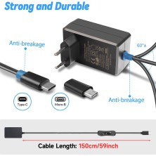 Miuzei Raspberry Pi 4 y 5 3 Fuente de alimentación 5V 4,1 A 20,5W USB C Power Supply con Interruptor de Encendido/Apagado