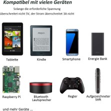 NEUE DAWN Micro USB 5V 3A 15W Cargador Adaptador para Raspberry Pi 3 Pi 2 Model B, Model B Plus, Banana Pi, Kindle, JBL Flip2/3,