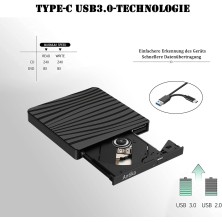 Antika Grabadora de DVD/CD +/-RW, Unidad Externa USB 3.0, Dispositivo Lector de Tarjetas portátil Ultrafino Compatible con