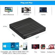 Antika Grabadora de DVD/CD +/-RW, Unidad Externa USB 3.0, Dispositivo Lector de Tarjetas portátil Ultrafino Compatible con