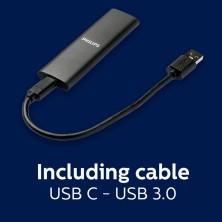 Philips Portable Externe SSD 500 GB, Delgado, SATA Speed ​​USB-C, USB, Lectura hasta 540 MB/s, Escritura hasta 520 MB/s,