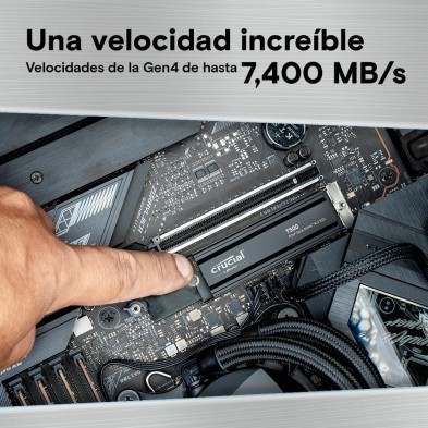 Crucial T500 SSD 1TB PCIe Gen4 NVMe M.2 SSD Interno Gaming, Hasta 7300MB/s, Compatible con Ordenador Portátil y de Sobremesa,