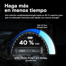 Crucial T500 SSD 1TB PCIe Gen4 NVMe M.2 SSD Interno Gaming, Hasta 7300MB/s, Compatible con Ordenador Portátil y de Sobremesa,