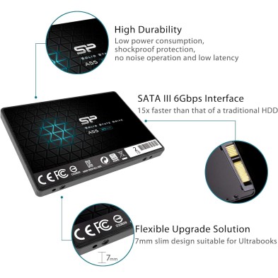 Silicon Power-1TB SSD 3D NAND A55 SLC Cache Performance Boost SATA III 2.5" 7mm (0.28") Internal Solid State Drive , Black