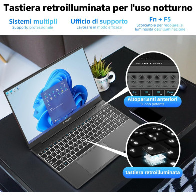 TECLAST F16plus 15,6" Ordenador Portatiles 12GB RAM 512GB SSD Celeron N4120,hasta 2.6 GHz,PC Portátil con WiFi de Doble
