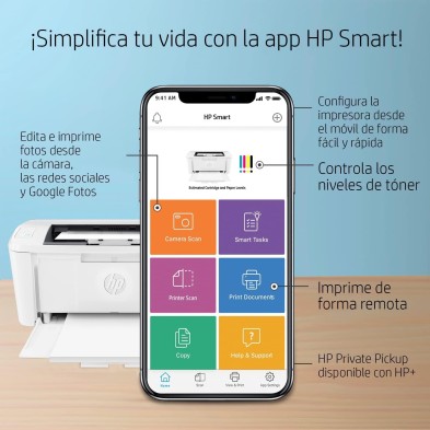 HP LaserJet M110w 7MD66F, Impresora Láser A4 Monocromo - Impresión Doble Cara Manual (20 ppm, Wi-Fi, Wi-Fi Direct, USB 2.0,