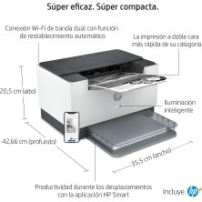 HP LaserJet M209dw 6GW62F, Impresora Láser A4 Monocromo - Impresión a Doble Cara Automática (29ppm, Wi-Fi, Ethernet, USB,