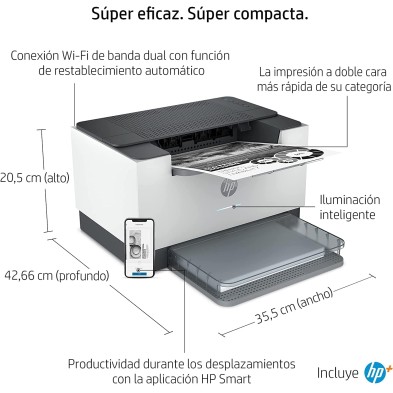 HP LaserJet M209dw 6GW62F, Impresora Láser A4 Monocromo - Impresión a Doble Cara Automática (29ppm, Wi-Fi, Ethernet, USB,