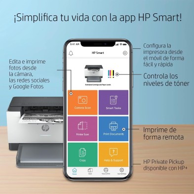HP LaserJet M209dw 6GW62F, Impresora Láser A4 Monocromo - Impresión a Doble Cara Automática (29ppm, Wi-Fi, Ethernet, USB,
