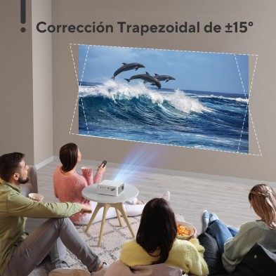 Mini Proyector Portátil con Tripode, 6500 Lumens Videoproyector Soporta HD 1080P, AKIYO Proyector Portátil Cine en Casa, para