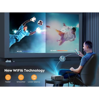 Auto Focus/KeystoneProyector WiFi Bluetooth 4K Soporte, 20000 Lúmenes YABER Proyector WiFi 6 Full HD 1080P Nativo Proyector