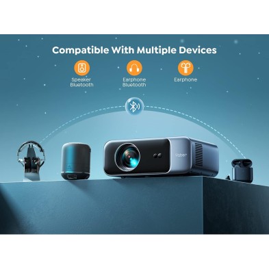 Auto Focus/KeystoneProyector WiFi Bluetooth 4K Soporte, 20000 Lúmenes YABER Proyector WiFi 6 Full HD 1080P Nativo Proyector