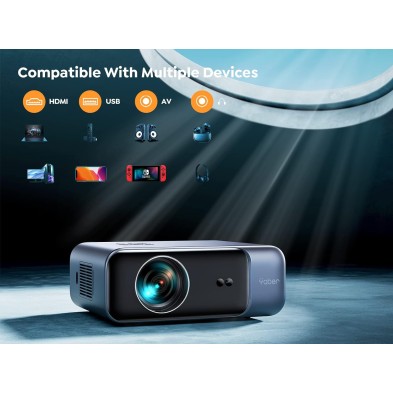Auto Focus/KeystoneProyector WiFi Bluetooth 4K Soporte, 20000 Lúmenes YABER Proyector WiFi 6 Full HD 1080P Nativo Proyector