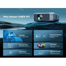 Auto Focus/KeystoneProyector WiFi Bluetooth 4K Soporte, 20000 Lúmenes YABER Proyector WiFi 6 Full HD 1080P Nativo Proyector