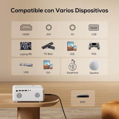 Proyector Portátil 5G WiFi Bluetooth con Tripode, 13000 Lumens Proyector 4K Compatible Full HD 1080P Nativo, AKIYO O7 Proyector