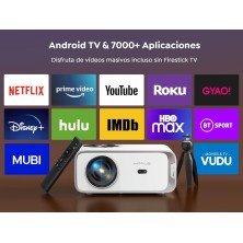 Android TV & Enfoque EléctricoProyector WiFi Bluetooth 4K Soporte, 18000 Lúmenes WiMiUS Proyector WiFi Full HD 1080P Auto