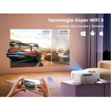 Android TV & Enfoque EléctricoProyector WiFi Bluetooth 4K Soporte, 18000 Lúmenes WiMiUS Proyector WiFi Full HD 1080P Auto