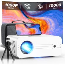 Proyector WiFi Bluetooth 5G con Estuche, 10000 Lumens Full HD 1080P Nativo 4K Compatible, iZEEKER Proyector Portátil Cine en
