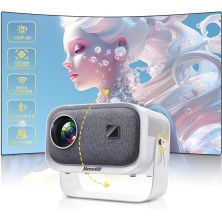 Proyector Portátil, Enfoque Eléctrico/Corrección Keystone Mini Proyector con 360° Rotación 13000L 1080P Proyectores, Jimveo WiFi