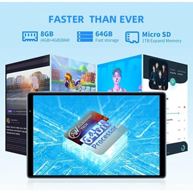 TECLAST Tablet 10 Pulgadas P25T Android 12, 8GB RAM+64GB ROM (1TB TF), 5G+2.4G WiFi, Quad-Core 1.8GHz, 5000mAh/TF/BT5.0/FHD