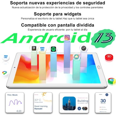 YESTEL Tablet 10 Pulgadas Android 13 con 10 GB RAM + 64 GB ROM (1 TB Ampliable), GPS, 5G Wi-Fi, BT 5.0, 8 Core CPU, 5MP + 8MP,