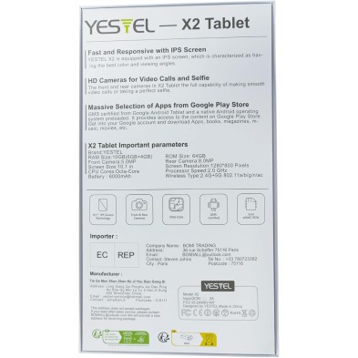 YESTEL Tablet 10 Pulgadas Android 13 con 10 GB RAM + 64 GB ROM (1 TB Ampliable), GPS, 5G Wi-Fi, BT 5.0, 8 Core CPU, 5MP + 8MP,