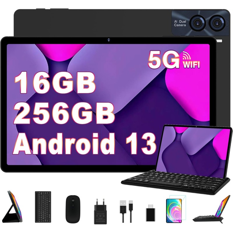 2024 Newest Tablet 11 Pulgadas Android 13 16GB RAM+256GB ROM+TF 1TB, 2K Display 2000 * 1200, Octa-Core, 8600mAh, WiFi 5G, GPS,