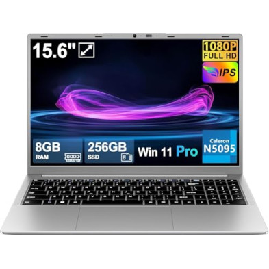 Ruzava 2026 Ordenador Portátil 15,6 Pulgadas Celeron N5095 2,9 GHz Win11 Pro 8GB 256GB SSD Expansión 1TB 5G WiFi BT4.2 HDMl USB 