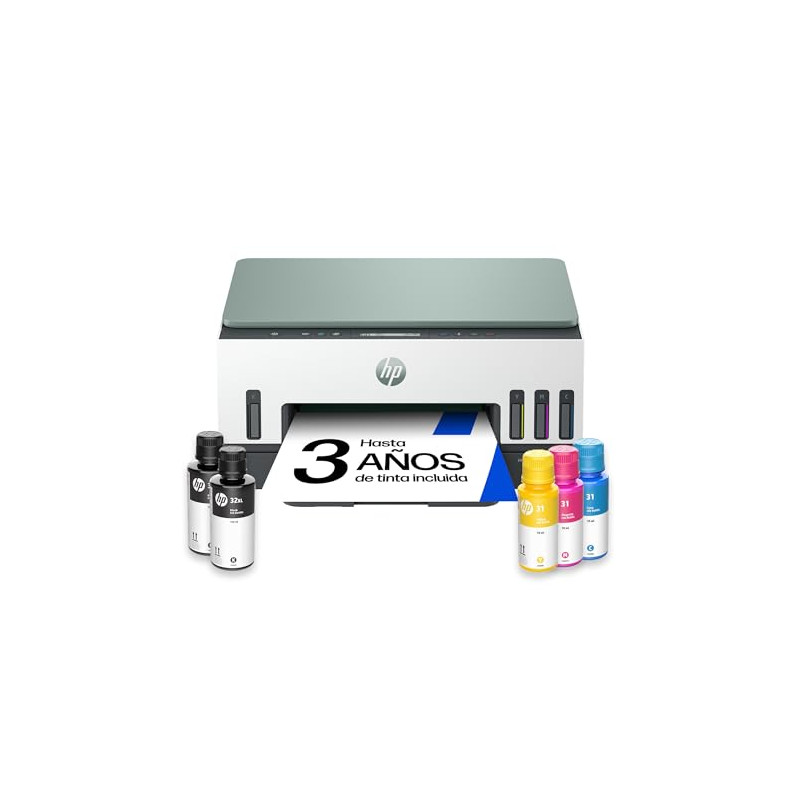 HP Smart Tank 7007, Impresora multifunción de inyección de Tinta A4 a Color, Wi-Fi, impresión a Doble Cara automática, escáner y