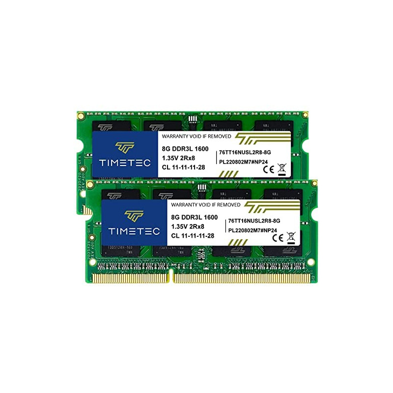 Timetec 16GB Kit(2x8GB) DDR3L / DDR3 1600MHz (DDR3L-1600) PC3L-12800 / PC3-12800 Non-ECC Unbuffered 1.35V/1.5V CL11 2Rx8 Dual Ra