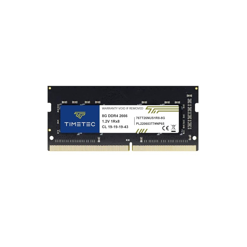 Timetec 8GB DDR4 2666MHz (DDR4-2666) PC4-21300 ((PC4-2666V) Non-ECC Unbuffered 1.2V CL19 1Rx8 Single Rank 260 Pin SODIMM Laptop 