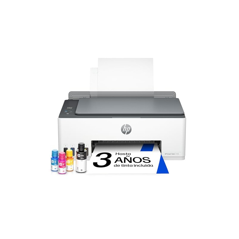 HP Smart Tank 5105 - Impresora multifunción 3 en 1 (Wi-Fi, impresión móvil) - 3 años de Tinta incluida, depósito de Tinta Grande