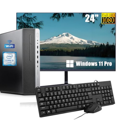 HP EliteDesk 800 G3 SFF - Ordenador de sobremesa con monitor de 24 pulgadas, Intel Core i5-6600, 16 GB de RAM, 256 GB SSD, WiFi,