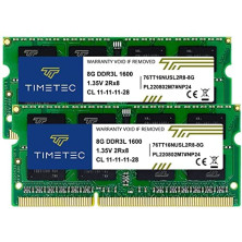 Timetec 16GB Kit(2x8GB) DDR3L / DDR3 1600MHz (DDR3L-1600) PC3L-12800 / PC3-12800 Non-ECC Unbuffered 1.35V/1.5V CL11 2Rx8 Dual Ra