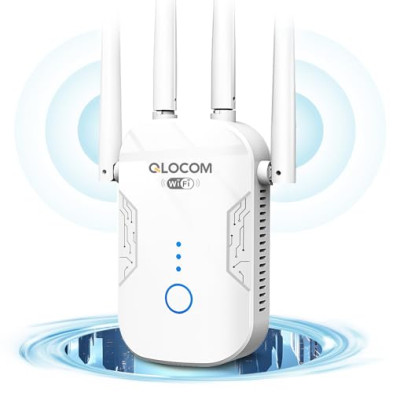 QLOCOM 2026 Nuevo Amplificador Señal WiFi 1200Mbps Repetidor WiFi, Doble Banda 5GHz y 2.4GHz Extensor WiFi con WPS, WiFi Booster
