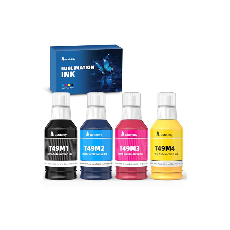 Tinta de sublimación T49M sin obstrucciones de 140 ml, compatible con impresora de sublimación Epson SureColor F170 F570, sin IC