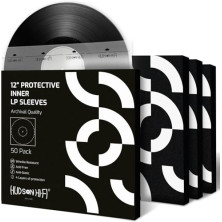 Hudson Hi-Fi Fundas interiores antiestáticas para discos de vinilo, paquete de 50 fundas transparentes duraderas, protege tus ál