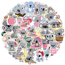 Amabro 50 calcomanías de koala lindas, calcomanías de vinilo impermeables de dibujos animados para Hydroflask, laptop, monopatín