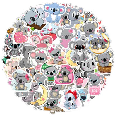 Amabro 50 calcomanías de koala lindas, calcomanías de vinilo impermeables de dibujos animados para Hydroflask, laptop, monopatín