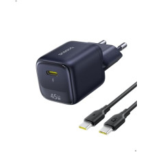 Baseus Cargador USB C 45W GAN con Cable 1 m, Adaptador Carga rápida PPS PD para Samsung S25 Ultra/S24, iPhone 17/16/15 Pro MAX, 