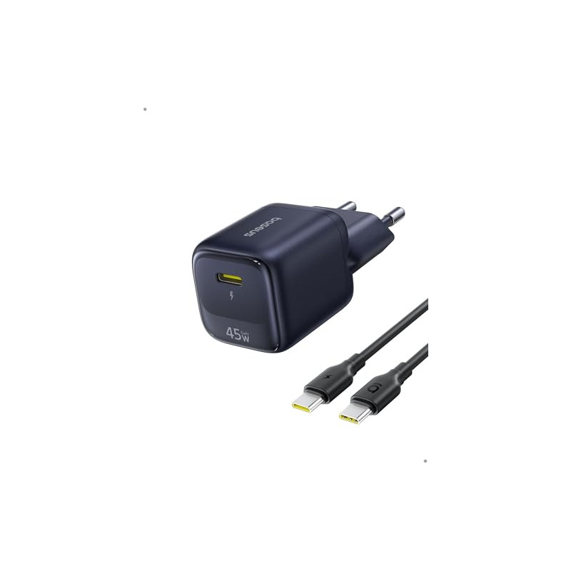 Baseus Cargador USB C 45W GAN con Cable 1 m, Adaptador Carga rápida PPS PD para Samsung S25 Ultra/S24, iPhone 17/16/15 Pro MAX, 