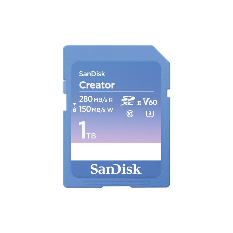 SanDisk Creator Tarjeta SD UHS-II 1 TB (para DSLR y Mirrorless-Cámaras, 6K Video, V60, UHS-II, Velocidades hasta 280 MB/s, datos