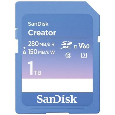SanDisk Creator Tarjeta SD UHS-II 1 TB (para DSLR y Mirrorless-Cámaras, 6K Video, V60, UHS-II, Velocidades hasta 280 MB/s, datos