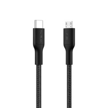 Belkin Eco Cable USB-C a Micro-USB de 1 m, Cable Trenzado de Carga Rápida con Certificación USB-IF para cámaras, altavoces y otr